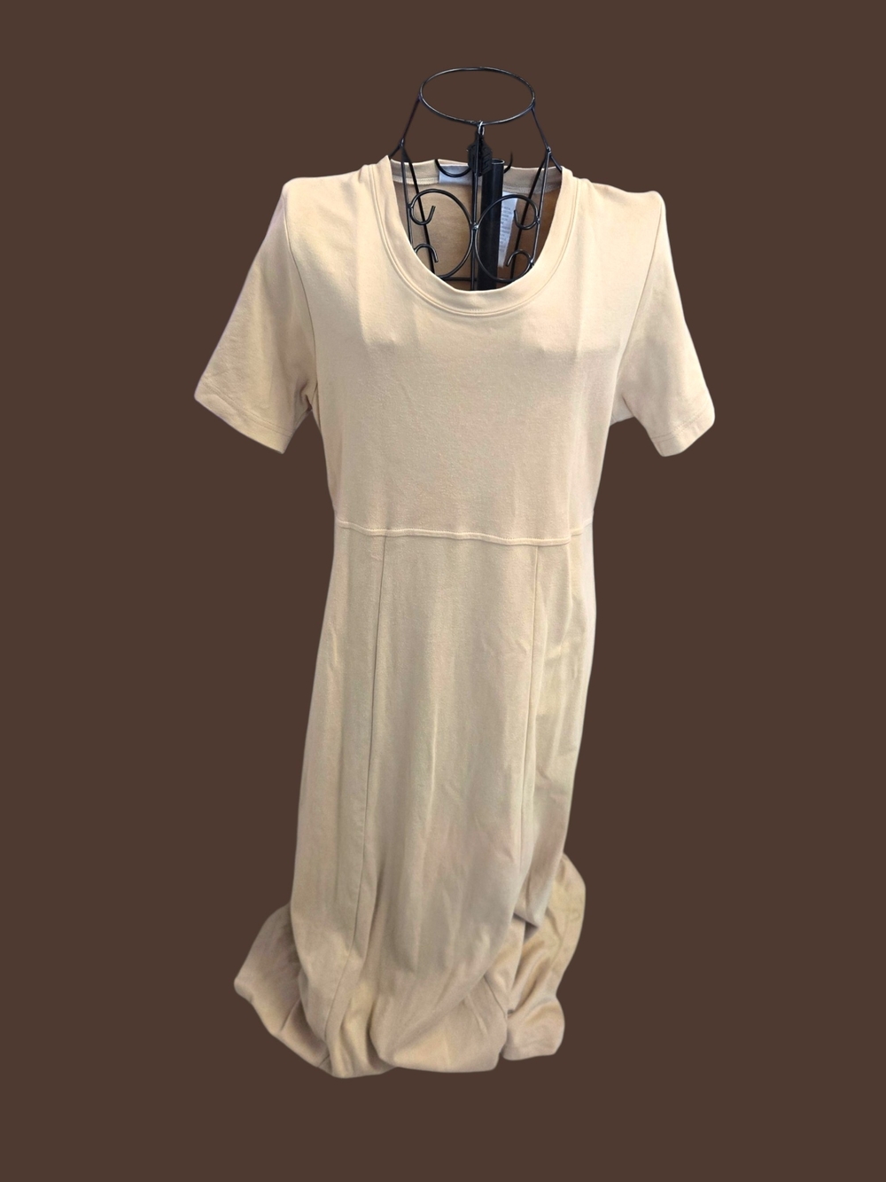 Cream Short Sleeve Maxi Dress